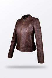 CHAMARRA CAFÉ OSCURO PIEL BISONTE DAMA