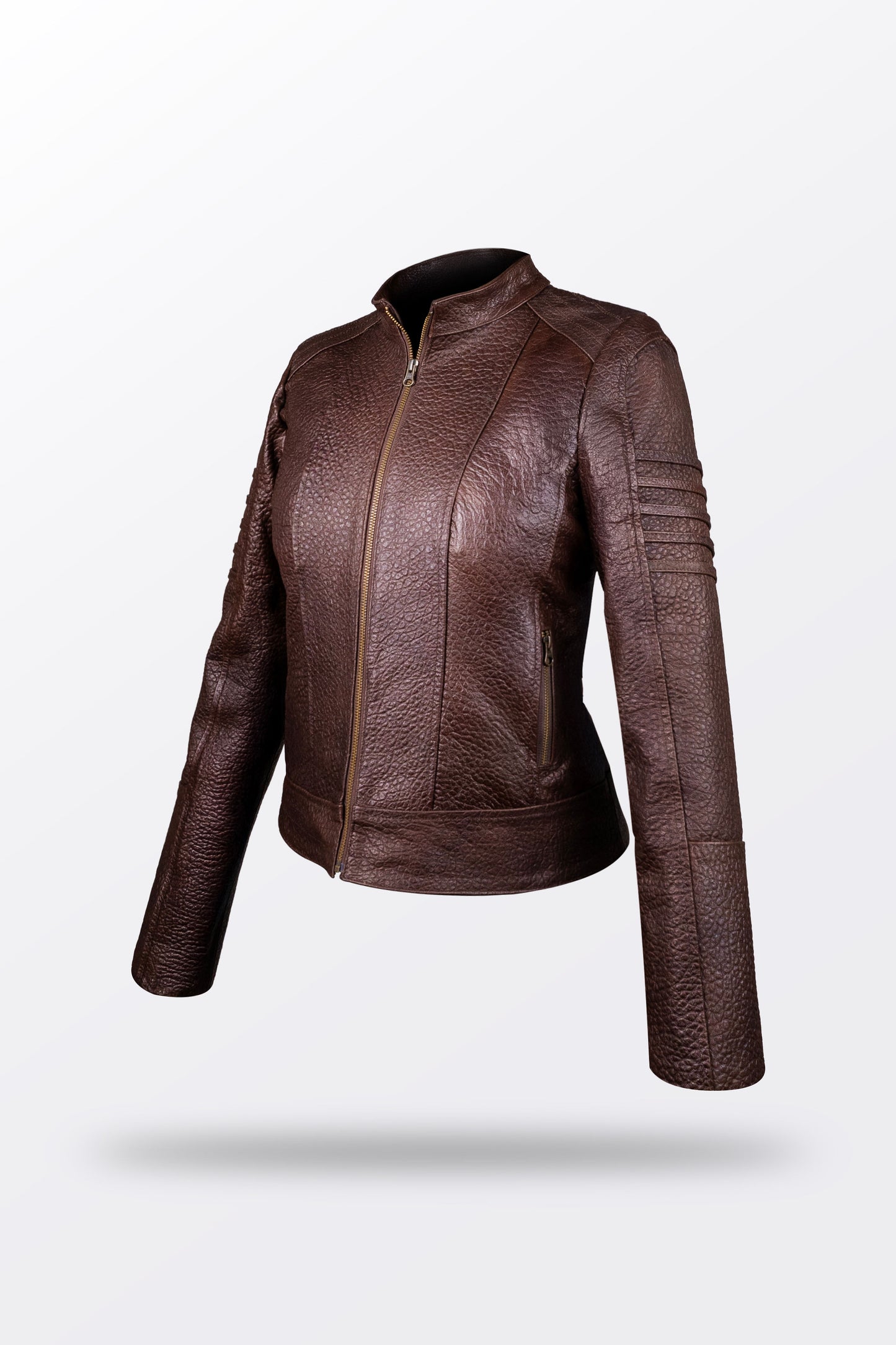 CHAMARRA CAFÉ OSCURO PIEL BISONTE DAMA