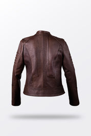 CHAMARRA CAFÉ OSCURO PIEL BISONTE DAMA