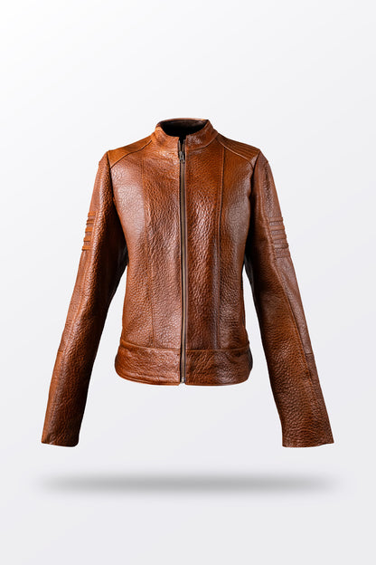 CHAMARRA COGNAC PIEL BISONTE DAMA