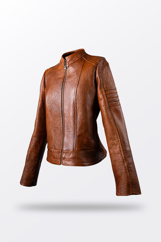 CHAMARRA COGNAC PIEL BISONTE DAMA
