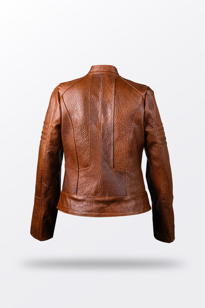 CHAMARRA COGNAC PIEL BISONTE DAMA