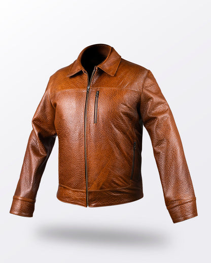 CHAMARRA COGNAC PIEL GENUINA BISONTE